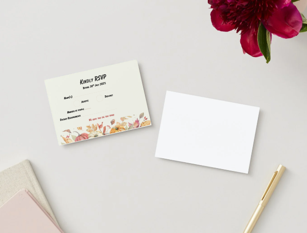 Autumn Wedding Invitation Set: Pumpkin Theme, Editable Print (Downloadable RSVP Included) - Save the Date