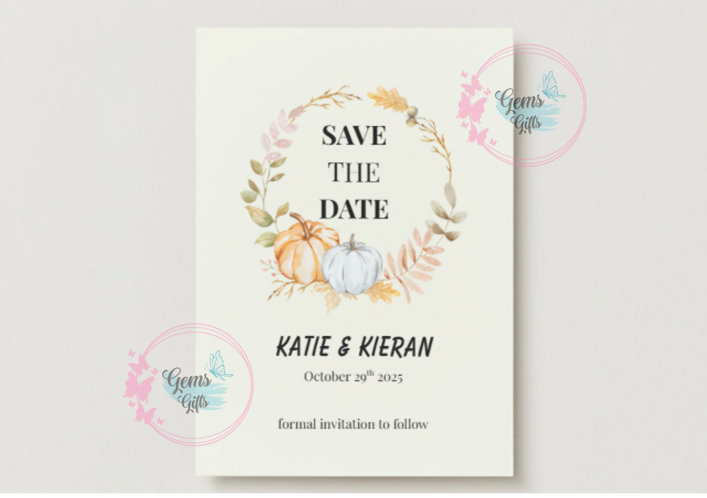 Autumn Wedding Invitation Set: Pumpkin Theme, Editable Print (Downloadable RSVP Included) - Save the Date