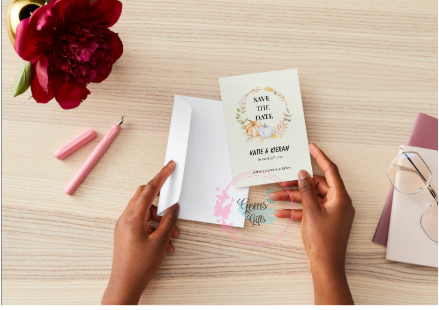 Autumn Wedding Invitation Set: Pumpkin Theme, Editable Print (Downloadable RSVP Included) - Save the Date