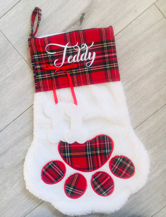 Pet Paw Print Christmas Stocking