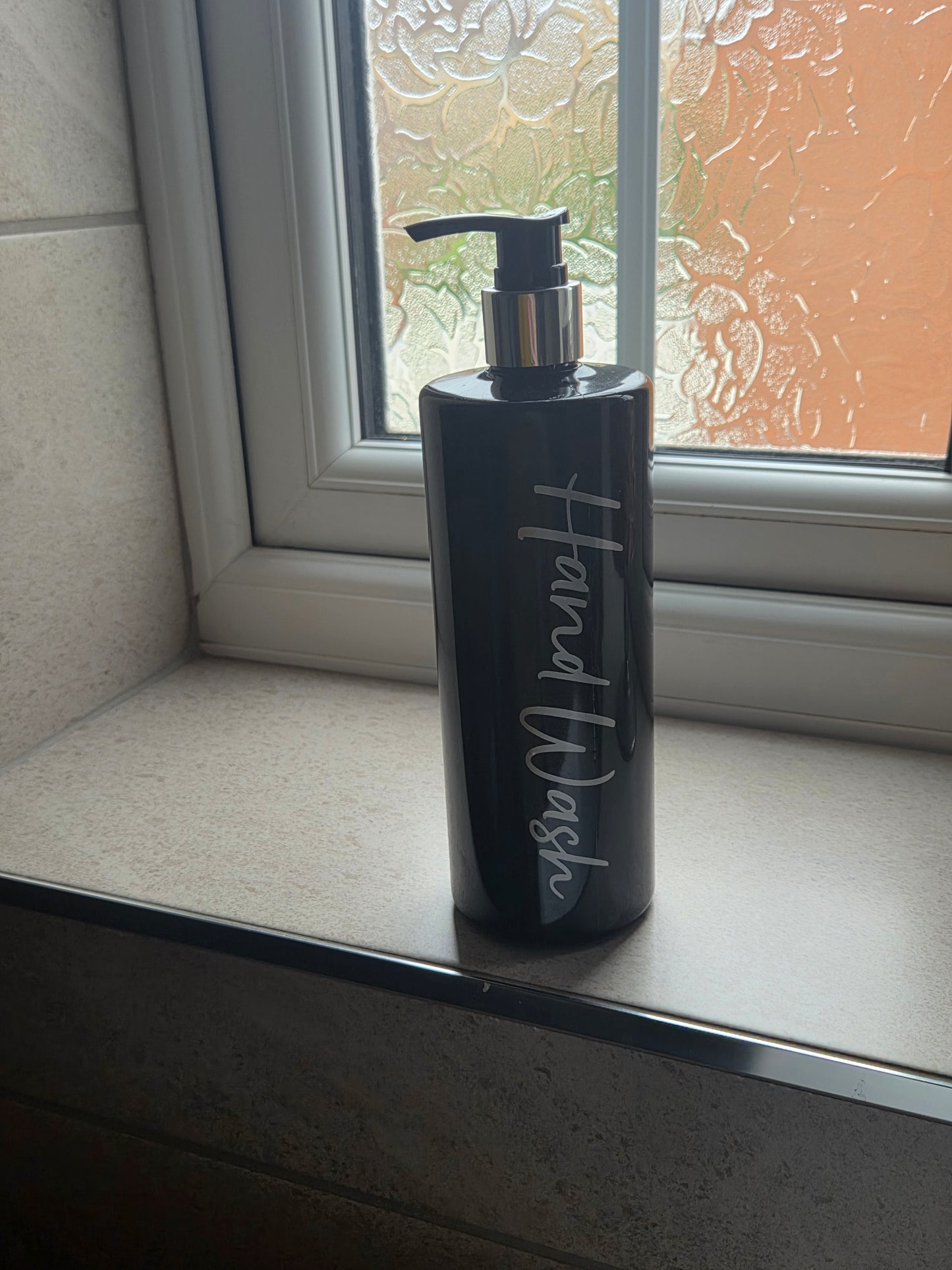 Personalised 500ml black pump bottle set