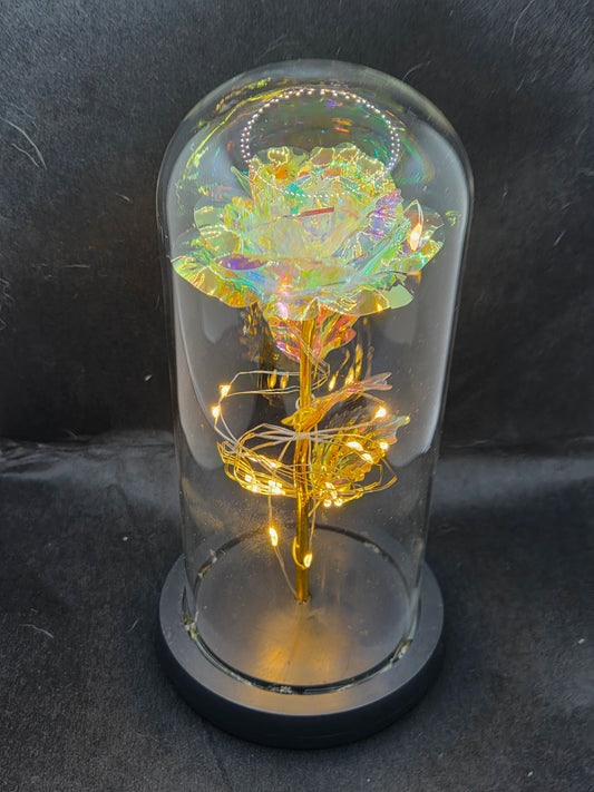 Forever Rose in glass dome LED table lamp
